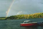 Red Boat With Rainbow, 75 kb